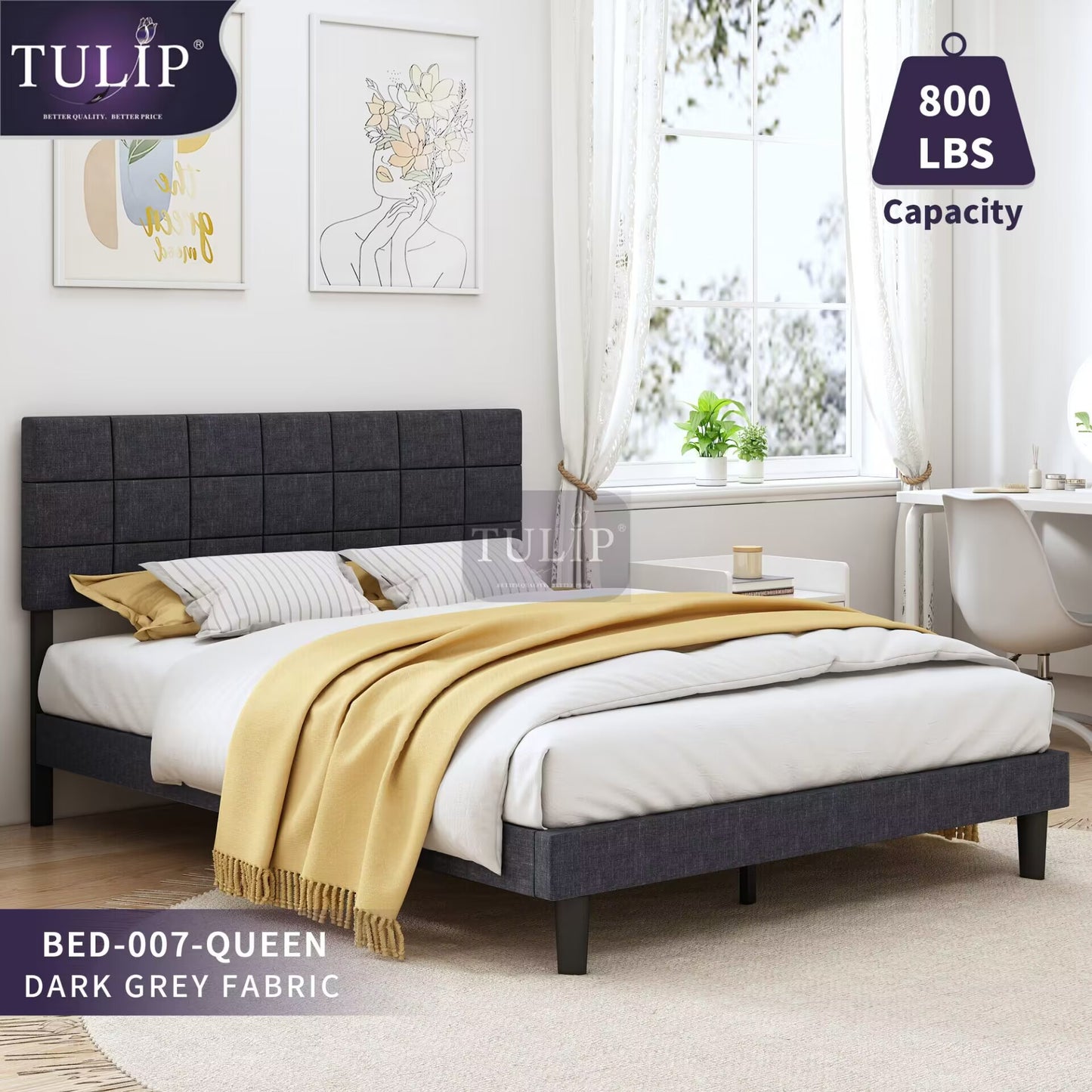 $260 Tulip brand new fabric bed#7~Full/queen/king in stock