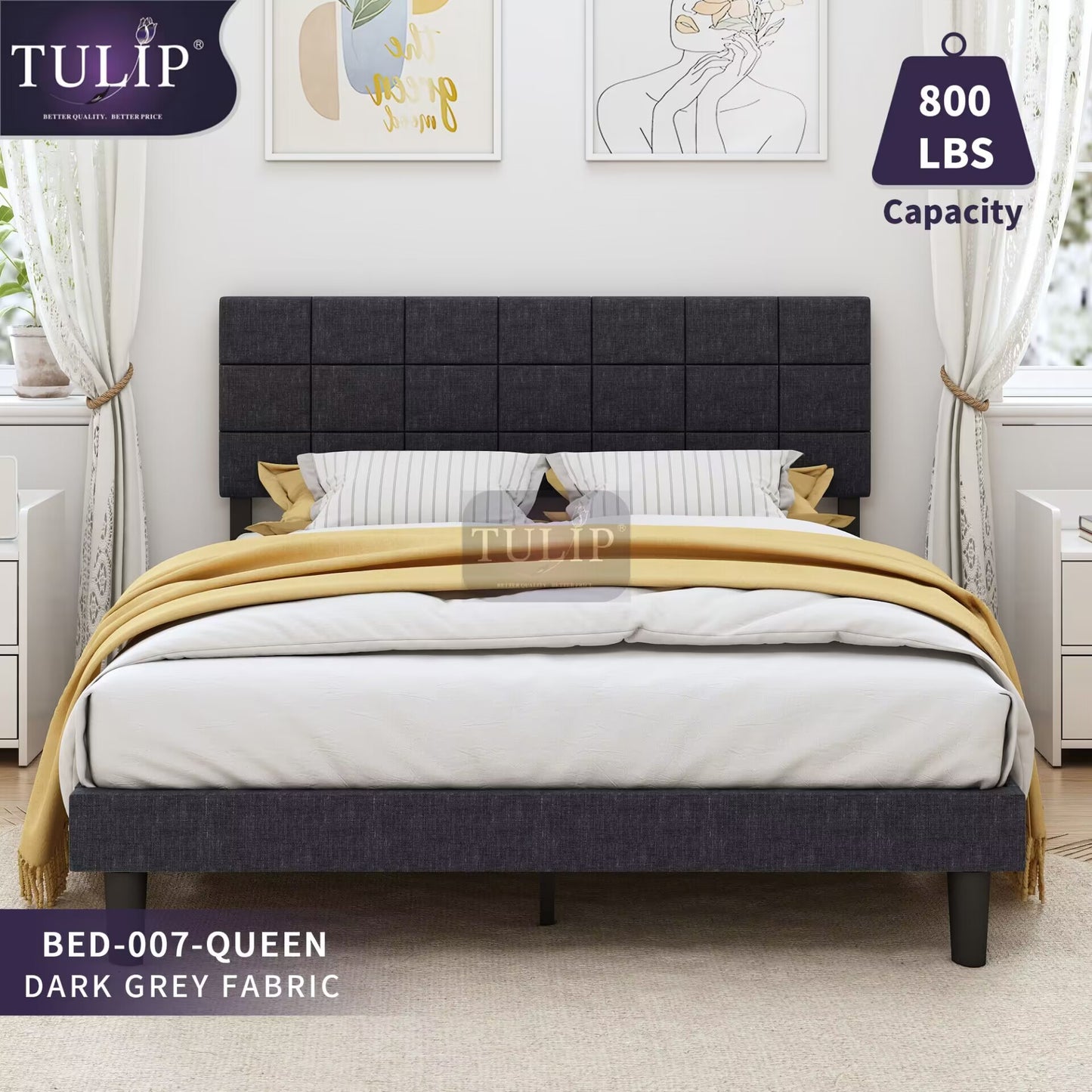 $260 Tulip brand new fabric bed#7~Full/queen/king in stock