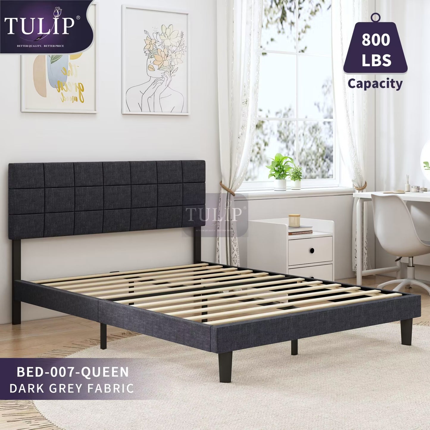 $260 Tulip brand new fabric bed#7~Full/queen/king in stock