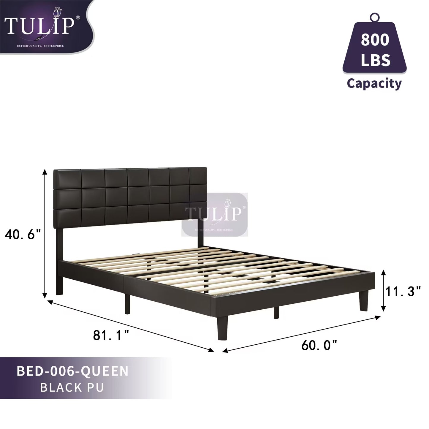 BLACK LEATHER BED #6 QUEEN SIZE: $260