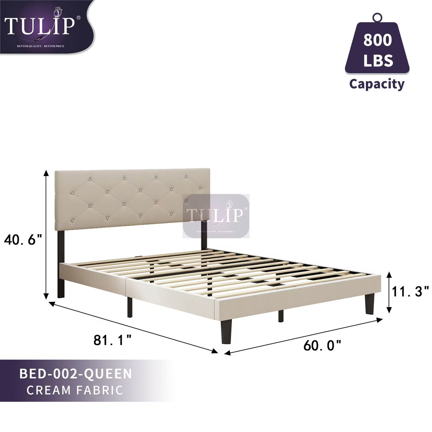 Cream fabric nice bed #002 in queen size