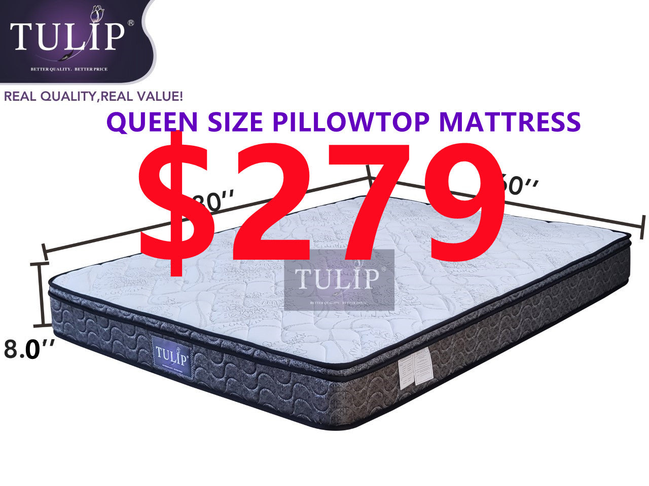 $279 TULIP® 8.7" PILLOWTOP MATTRESE~MEDIUM FIRM~Full/queen/king in stock